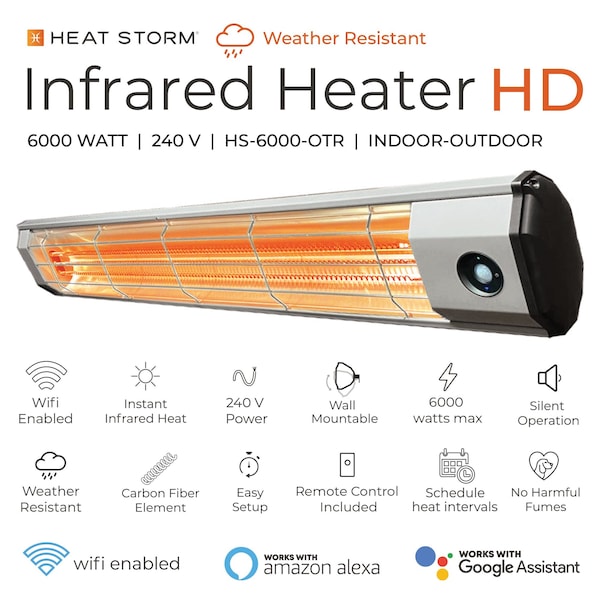 Infrared Heater, Wifi Enabled, 6000-Watt, 240 Volt, Hardwired, Includes Motion Sensor